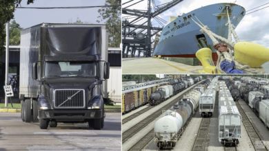 Composite of truck-ship-rail