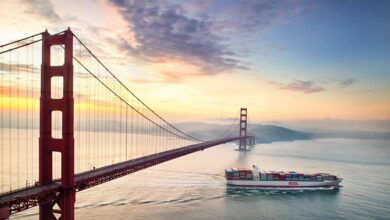 a photo of a container ship