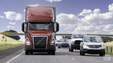 Cars and trucks on the highway